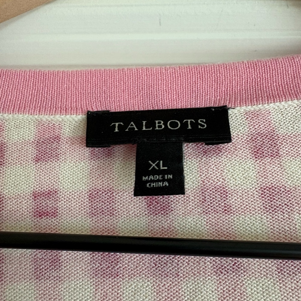 Talbots Gingham Button Front Cardigan - image 4